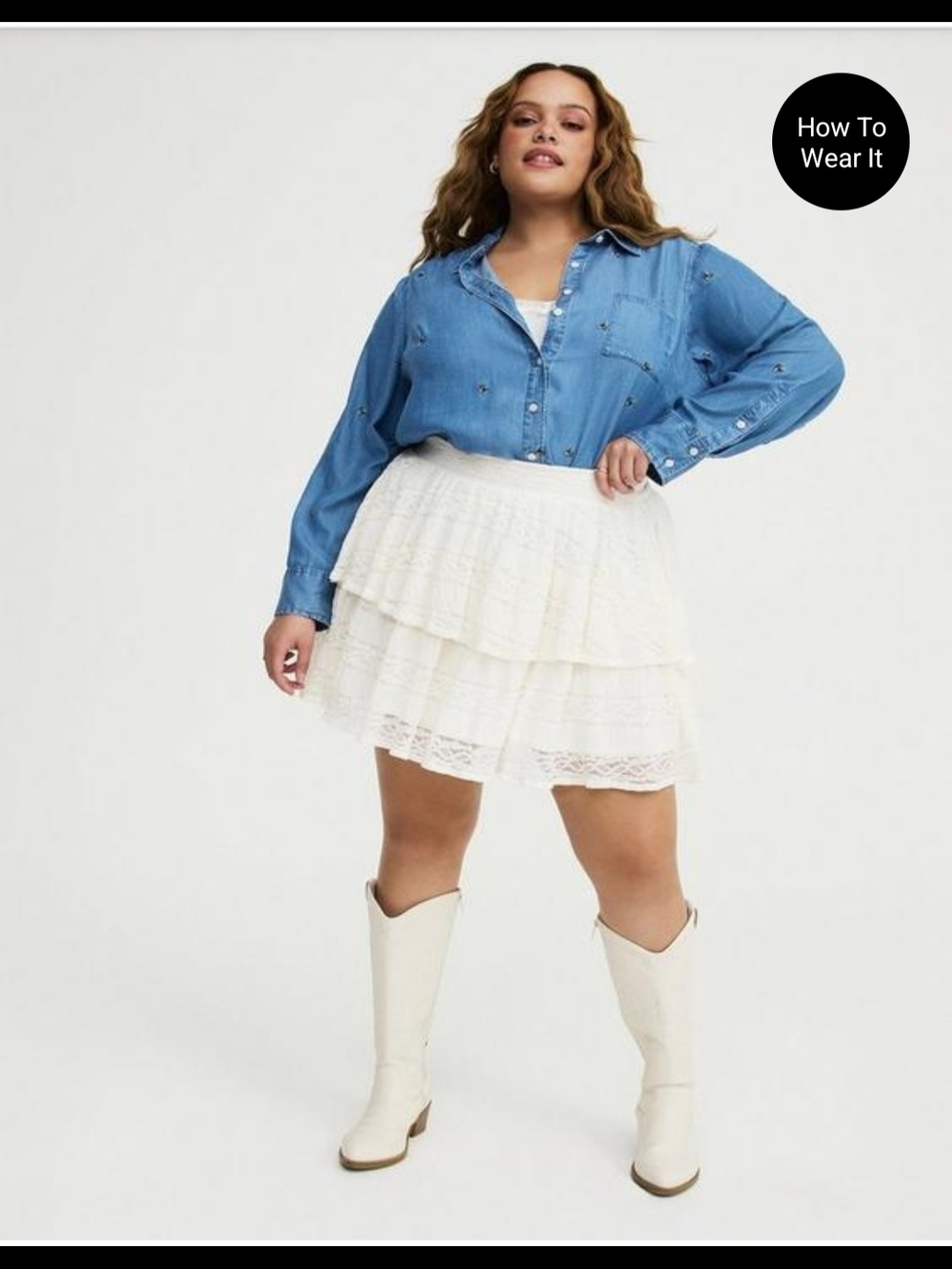 torrid White Tiered Lace Mini Skirt